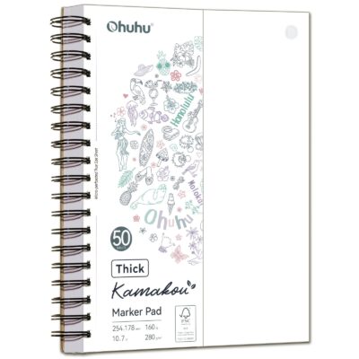 Ohuhu Heavyweight Bleedproof Double-Sided Marker Pad, Spiral-Bound - Kamakou