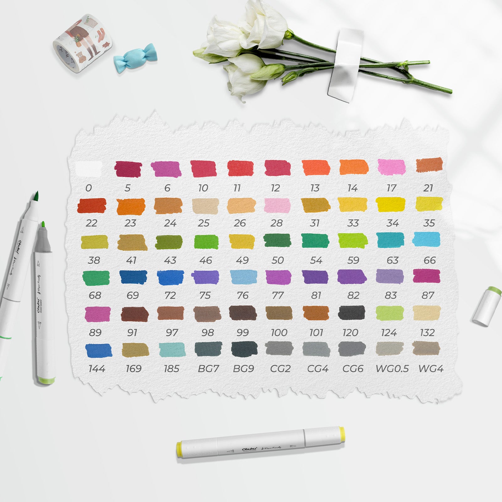 Ohuhu Paper-friendly (No Peeling) Markers Water-based 60 Colors - Image 4