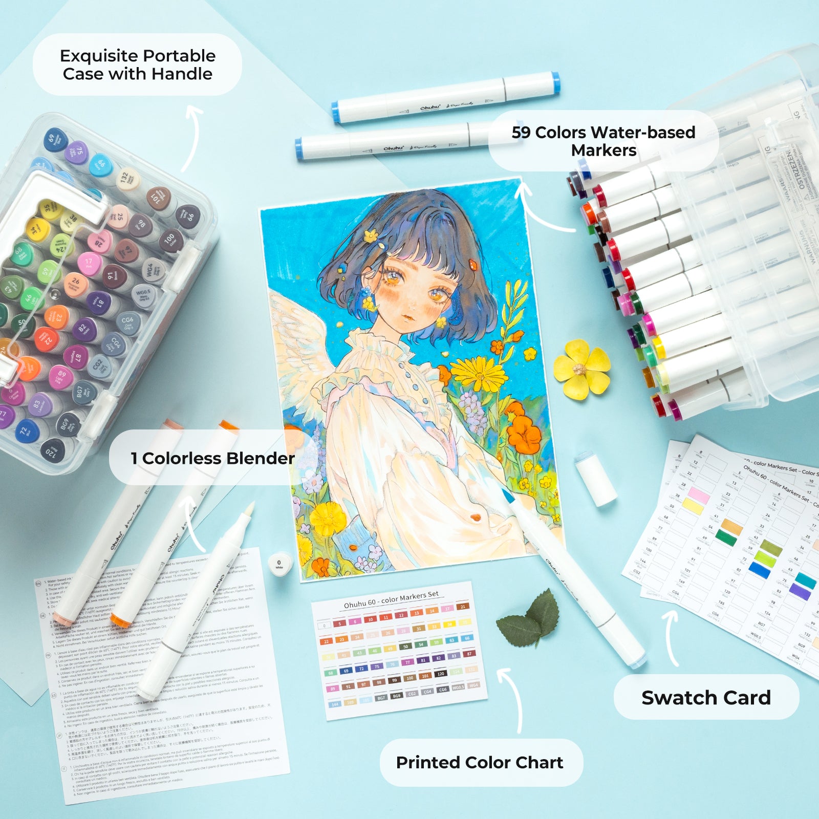 Ohuhu Paper-friendly (No Peeling) Markers Water-based 60 Colors - Image 7