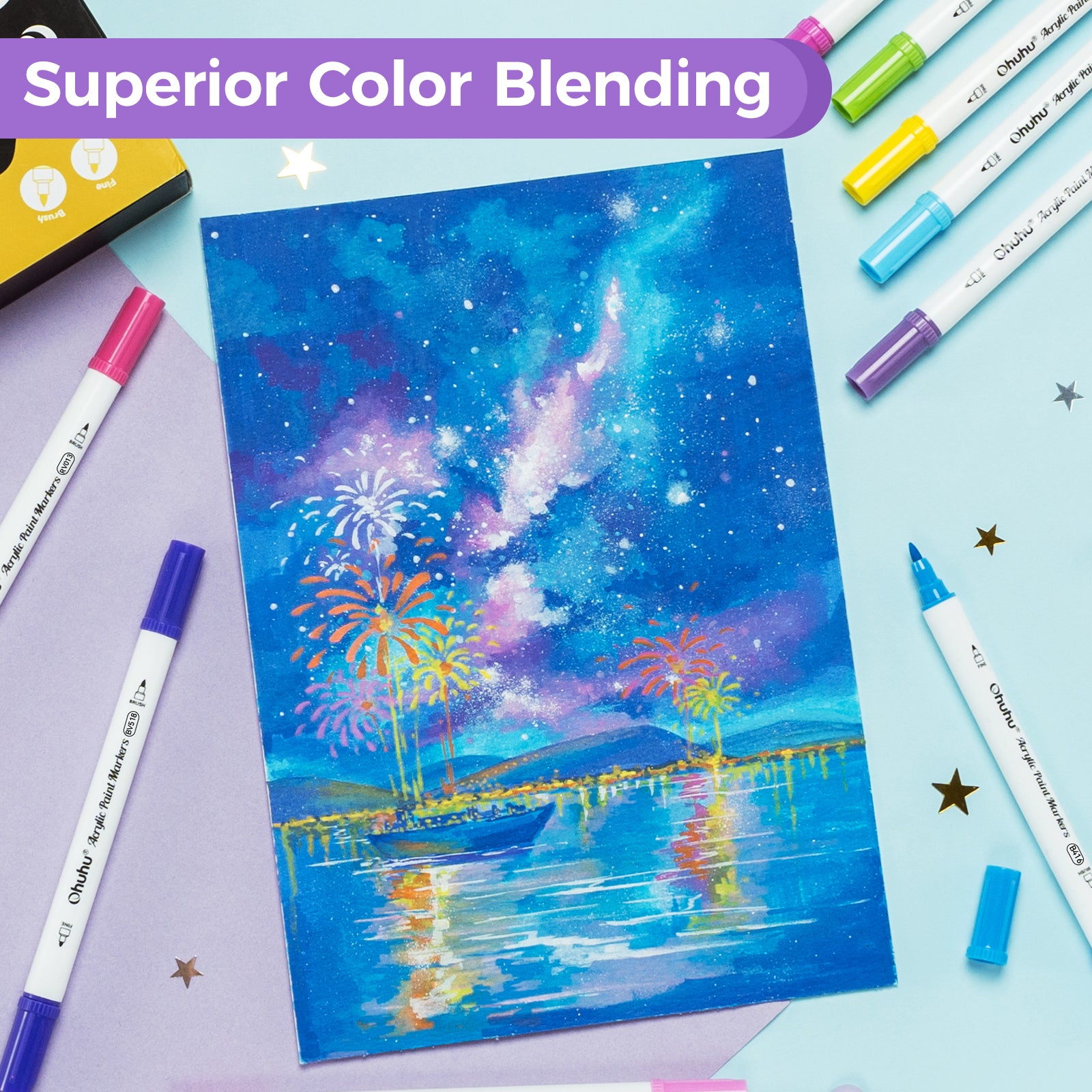 Ohuhu Acrylic Paint Markers Cotton-core 36 Colors - Akaka - Image 8