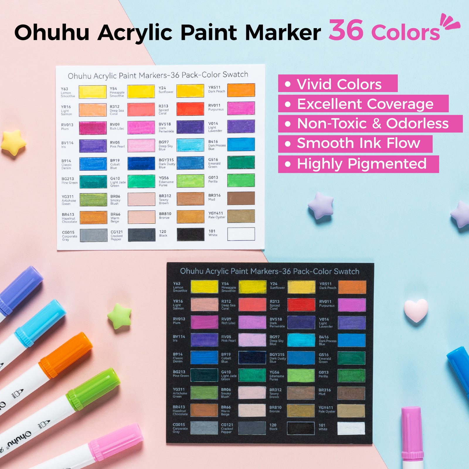 Ohuhu Acrylic Paint Markers Cotton-core 36 Colors - Akaka - Image 15