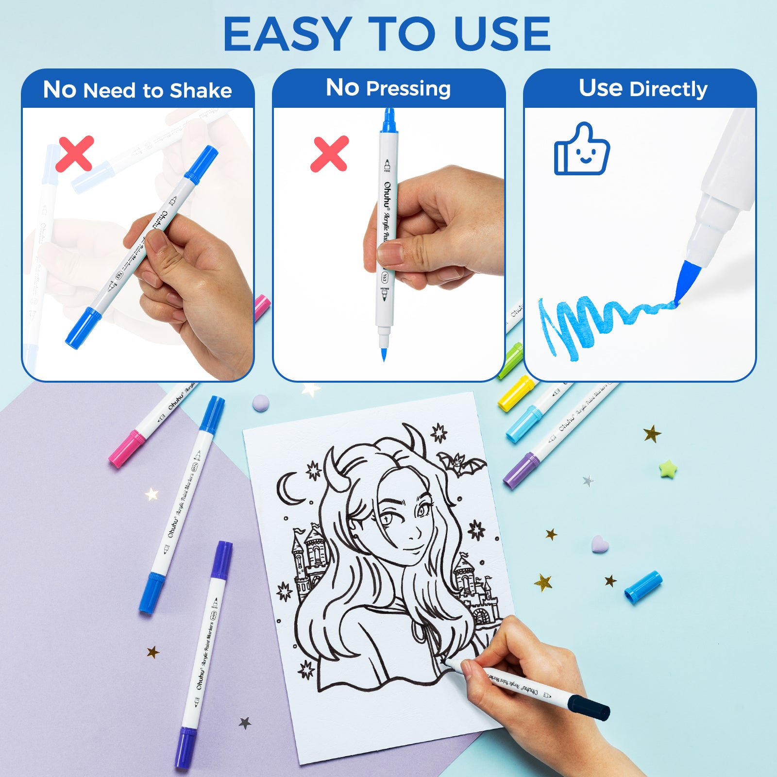 Ohuhu Acrylic Paint Markers Cotton-core 36 Colors - Akaka - Image 7