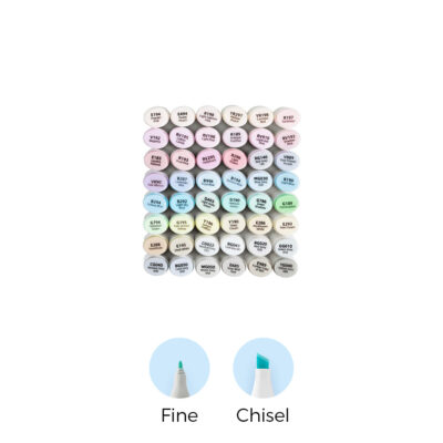 Ohuhu Oahu 48 Pastel Colors Dual Tips Alcohol Art Markers, Fine & Chisel