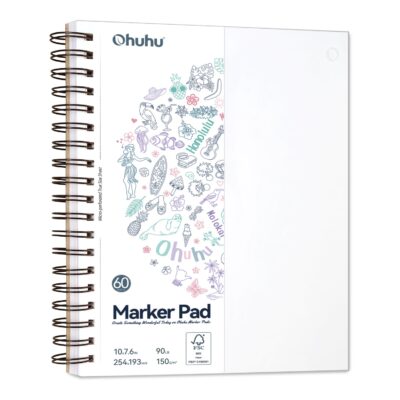 Ohuhu Bleedproof Double-Sided Marker Pad, Spiral-Bound