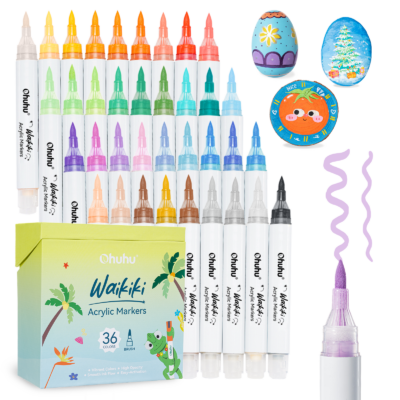 Ohuhu Top Pump Acrylic Paint Markers Brush Tip 36 Colors Paint Pens-Waikiki