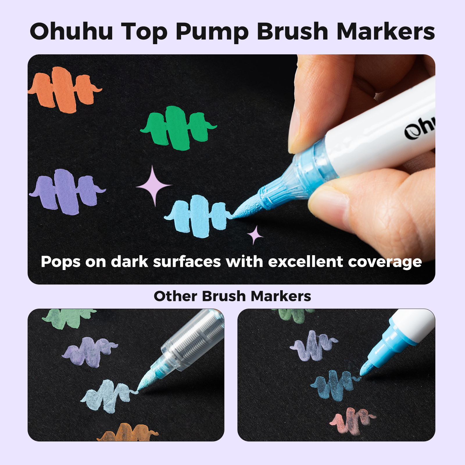 Ohuhu Top Pump Acrylic Paint Markers Brush Tip 36 Colors Paint Pens-Waikiki - Image 11