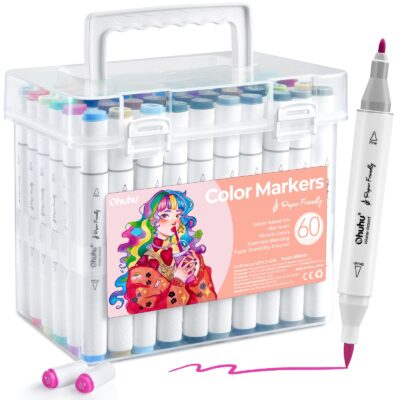 Ohuhu Paper-friendly (No Peeling) Markers Water-based 60 Colors